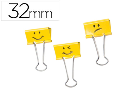 20 pinzas metálicas Rapesco reversibles emojis 32mm. amarillo